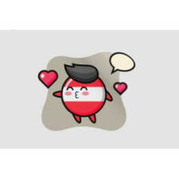 Austria Flag Badge Character Cartoon With Kissing Gesture Sticker - DecalsHouse