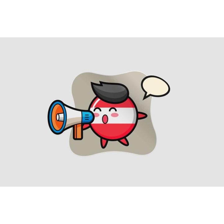 Austria Flag Badge Character Holding A Megaphone Sticker - DecalsHouse