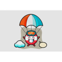 Austria Flag Badge Mascot Cartoon Is Skydiving With Happy Gesture Sticker - DecalsHouse