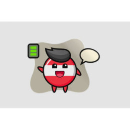 Austria Flag Badge Mascot Character With Energetic Gesture Sticker - DecalsHouse