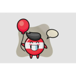 Austria Flag Badge Mascot Illustration Is Playing Balloon Sticker - DecalsHouse