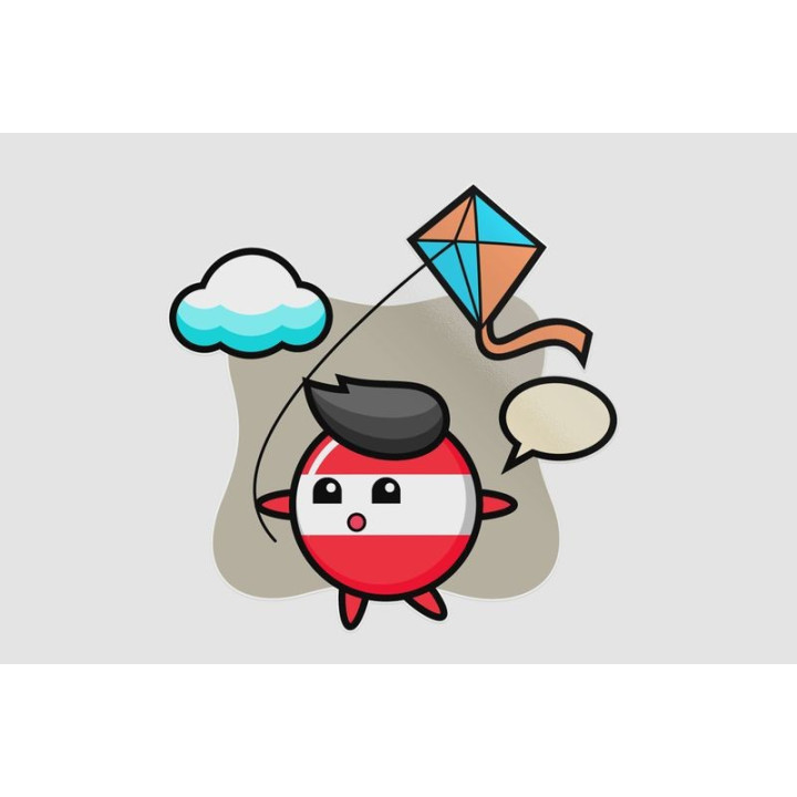 Austria Flag Badge Mascot Illustration Is Playing Kite Sticker - DecalsHouse