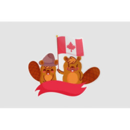 Beavers With Canadian Flag And Ribbon Sticker - DecalsHouse