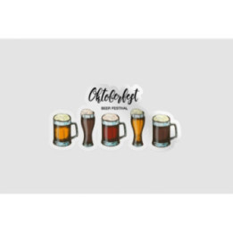 Oktoberfest Beer Glasses Sticker – Five Drawn Mugs Pair