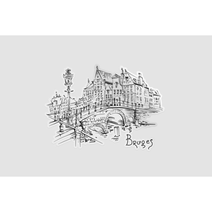 Belgium View Of Bruges Canal And Bridge Sticker - DecalsHouse