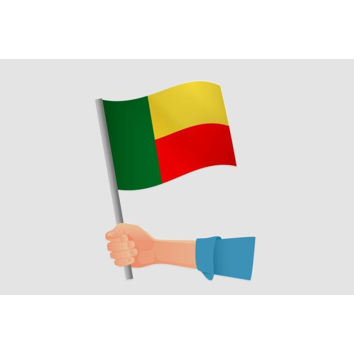 Benin Flag in Fist Sticker – Gripped Pole, Blue Sleeve