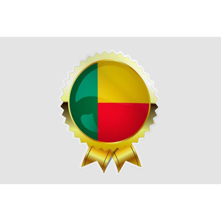 Benin Flag Gold Rosette Sticker – Serrated Seal, Ribbons