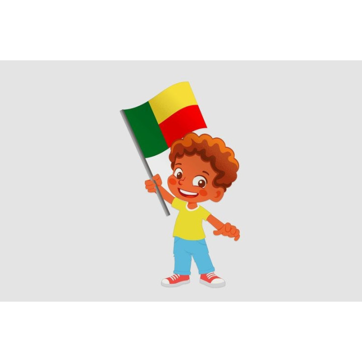 Boy With Benin Flag In Hand Sticker - DecalsHouse