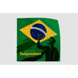 Brazil Happy Independence Day With Flag And Strong Man Sticker - DecalsHouse