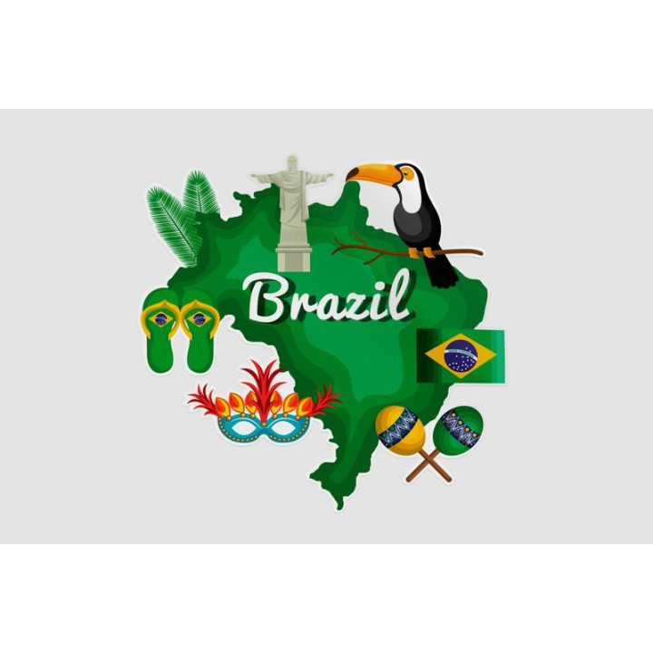 Brazil Map Dh Style 4 Sticker - DecalsHouse