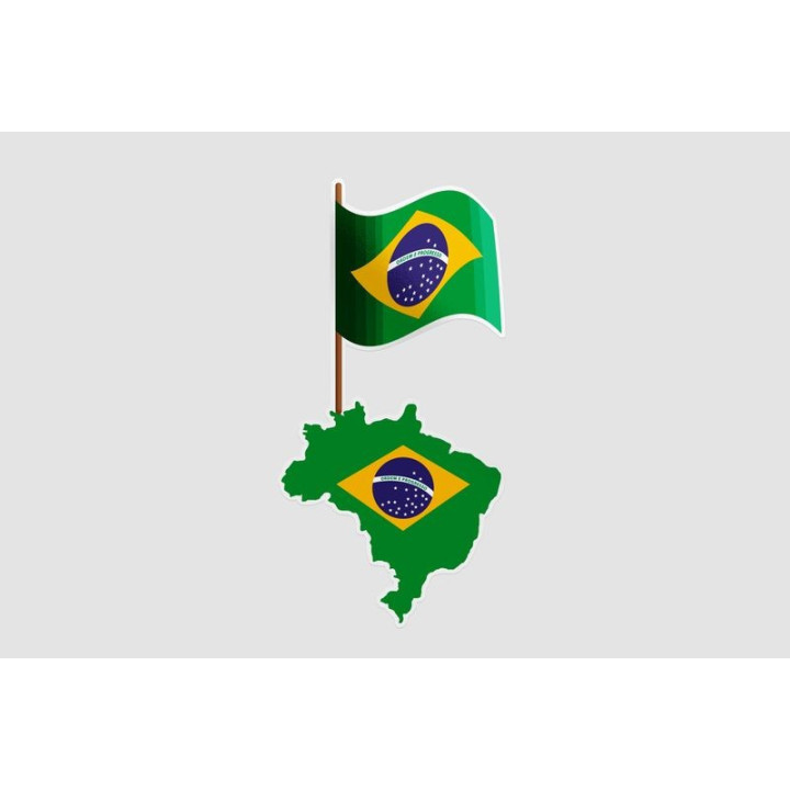 Brazil Map With Flag Dh Sticker - DecalsHouse