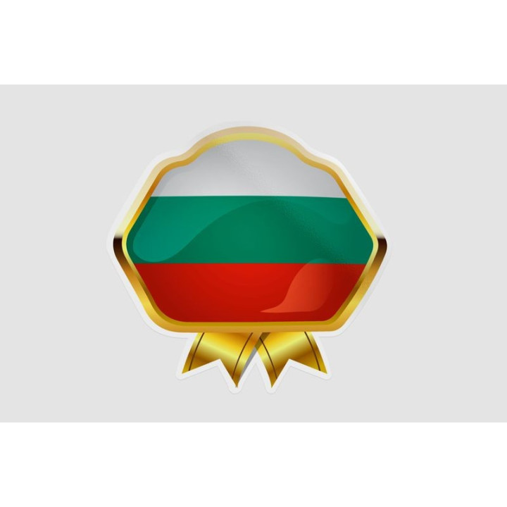 Bulgaria Golden Flag Badge Style 3 Sticker - DecalsHouse