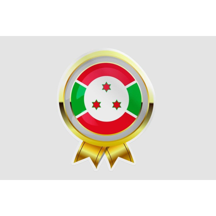 Burundi Golden Flag Badge Style 4 Sticker - DecalsHouse