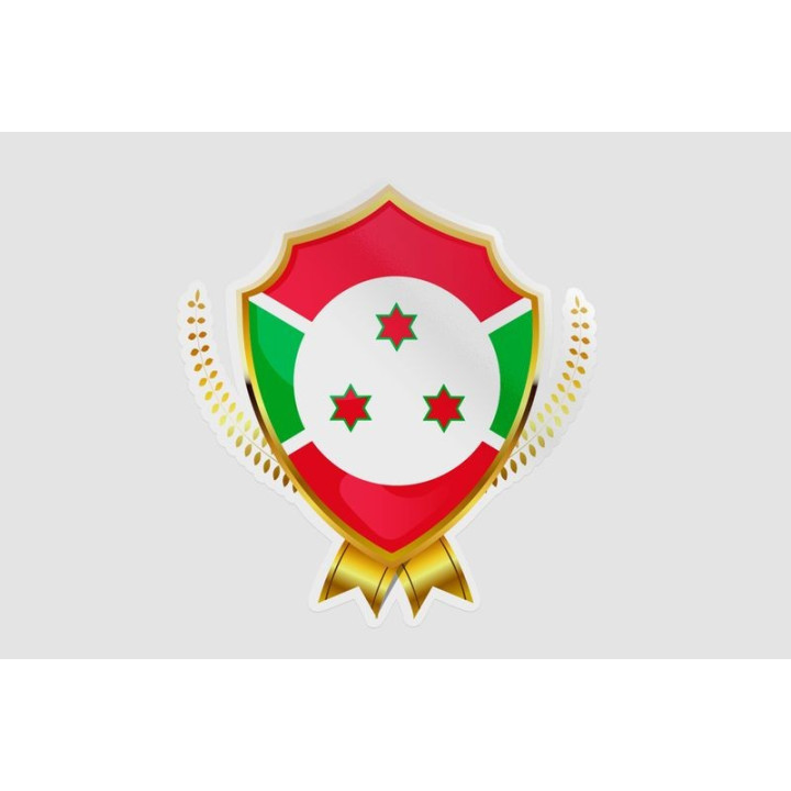 Burundi Golden Flag Badge Style 9 Sticker - DecalsHouse