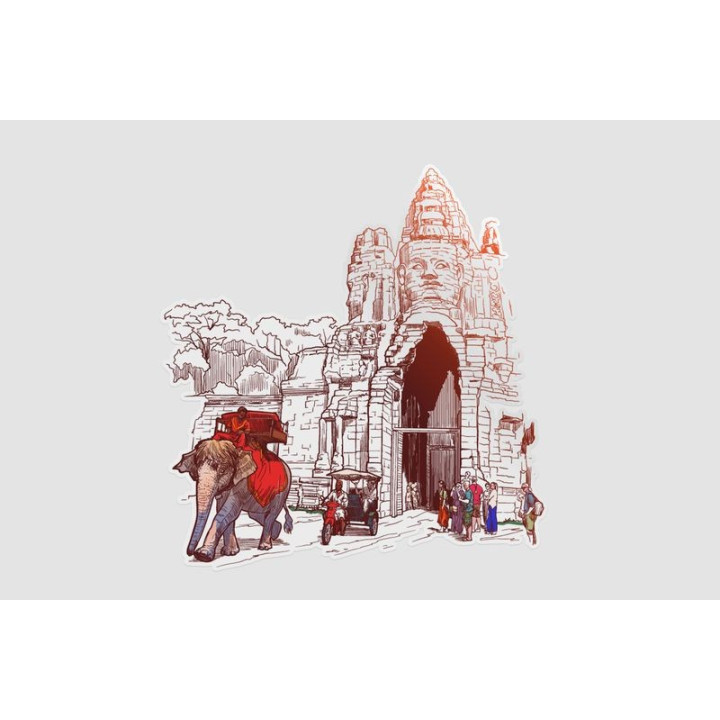 Cambodia Angkor Wat Style 5 Sticker - DecalsHouse