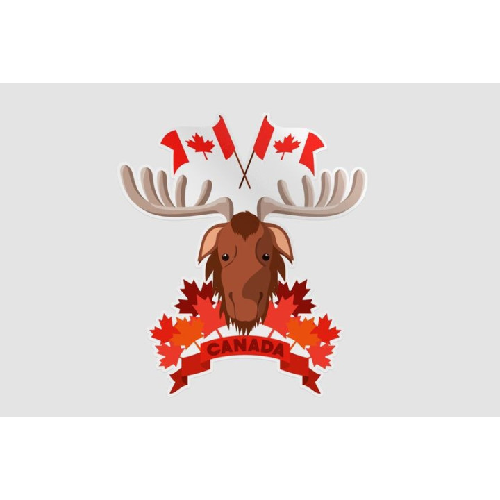 Canada Day With Moose And Maple Leaf Sticker - DecalsHouse