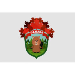 Canada With Beaver Animal And Pine Trees Sticker - DecalsHouse