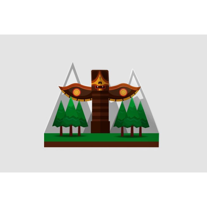 Canadian Ancient Totem Pine Mountains Flag Sticker - DecalsHouse
