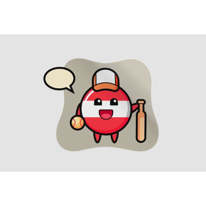 Cartoon Character Of Austria Flag Badge As A Baseball Player Sticker - DecalsHouse