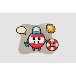 Cartoon Mascot Of Austria Flag Badge As A Beach Guard Sticker - DecalsHouse