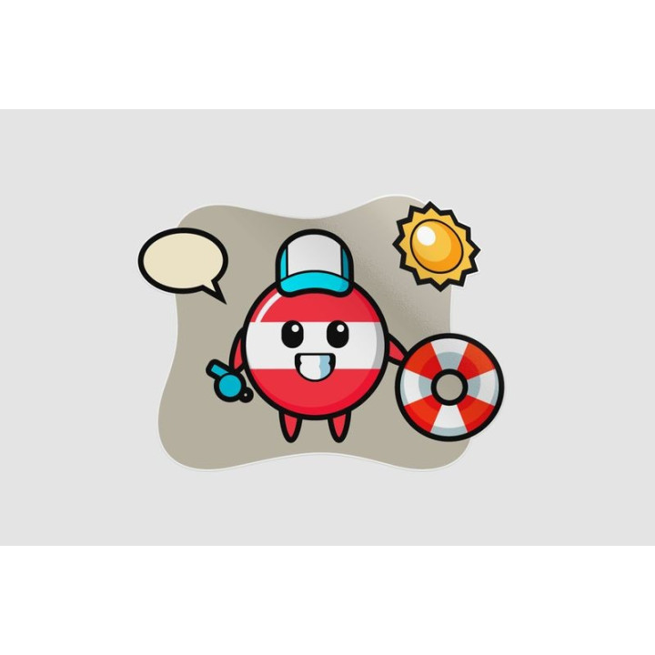Cartoon Mascot Of Austria Flag Badge As A Beach Guard Sticker - DecalsHouse