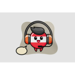 Cartoon Mascot Of Austria Flag Badge As A Customer Service Sticker - DecalsHouse