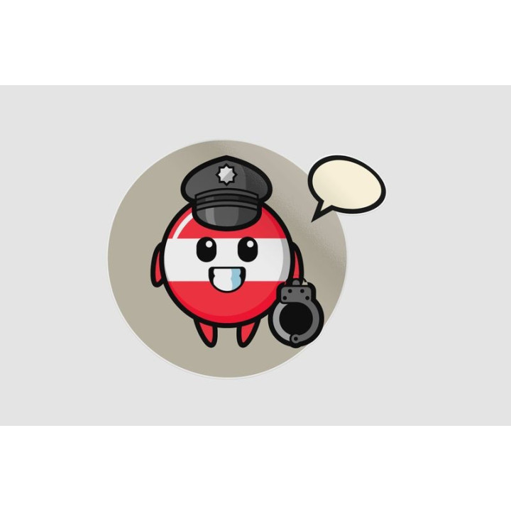 Cartoon Mascot Of Austria Flag Badge As A Police Sticker - DecalsHouse