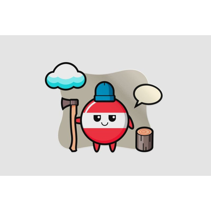 Character Cartoon Of Austria Flag Badge As A Woodcutter Sticker - DecalsHouse