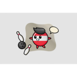 Character Cartoon Of Austria Flag Badge Is Playing Bowling Sticker - DecalsHouse