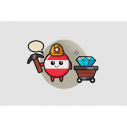 Character Illustration Of Austria Flag Badge As A Miner Sticker - DecalsHouse
