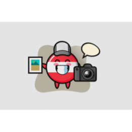 Character Illustration Of Austria Flag Badge As A Photographer Sticker - DecalsHouse