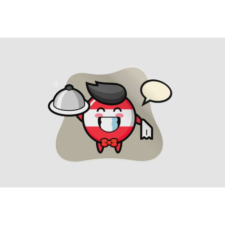 Character Mascot Of Austria Flag Badge As A Waiters Sticker - DecalsHouse