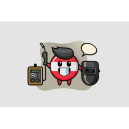 Character Mascot Of Austria Flag Badge As A Welder Sticker - DecalsHouse