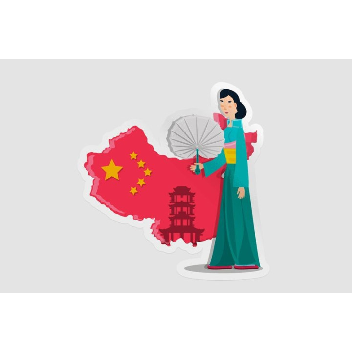 China Map With Geisha Sticker - DecalsHouse