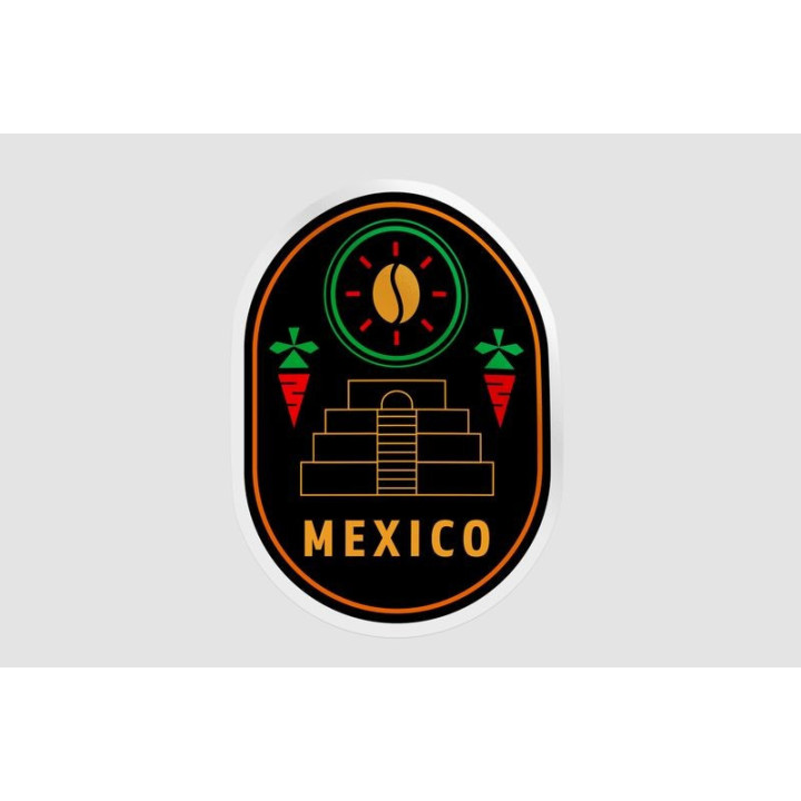 Mexico Coffee Label Stickers – Aztec Pyramid Decals (2-Pack)