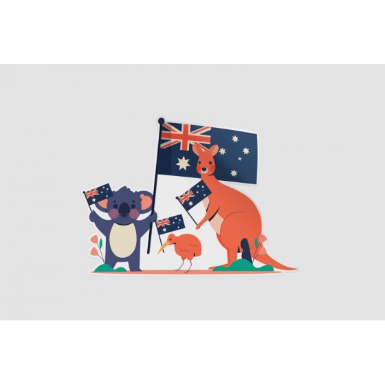 Australia Flag With Animals...