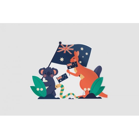 Australia Flag With Animals...