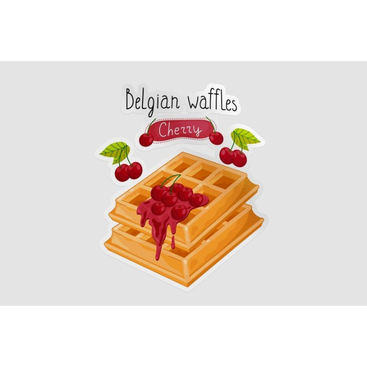 Belgian Waffles Cherry Stickers – Food Decals (2-Pack)