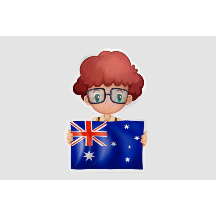 Cute Boy Holding Flag Of Australia Sticker - DecalsHouse