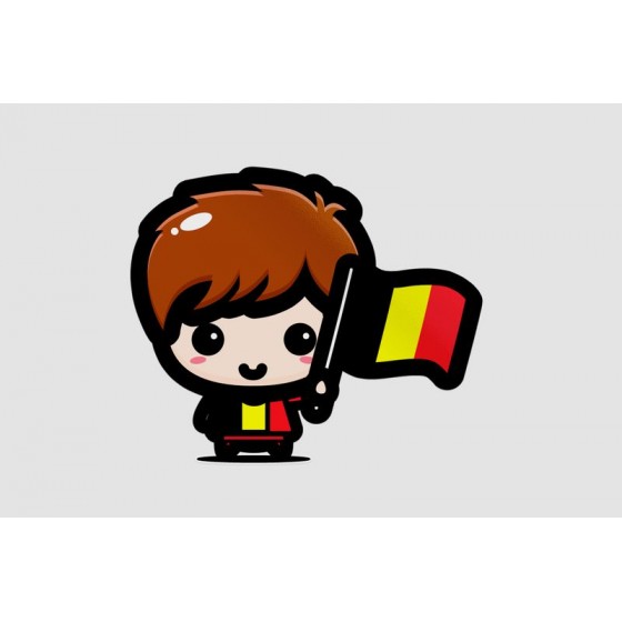 Belgium Boy With Flag Sticker