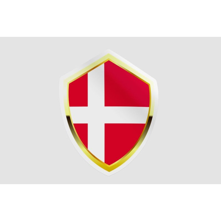 Denmark Flag Badge Style 18 Sticker - DecalsHouse