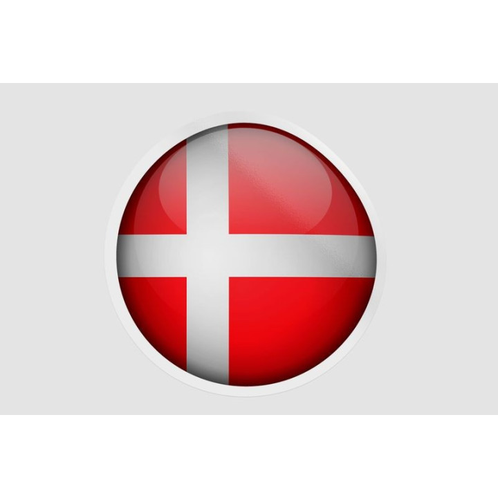 Denmark Flag Badge Style 2 Sticker - DecalsHouse