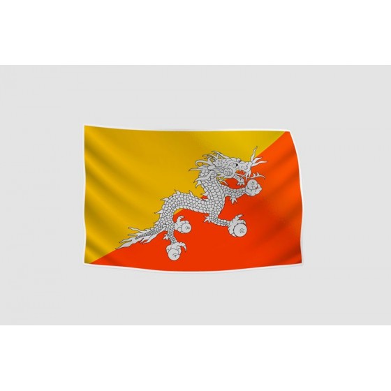 Bhutan Flag Style 10 Sticker