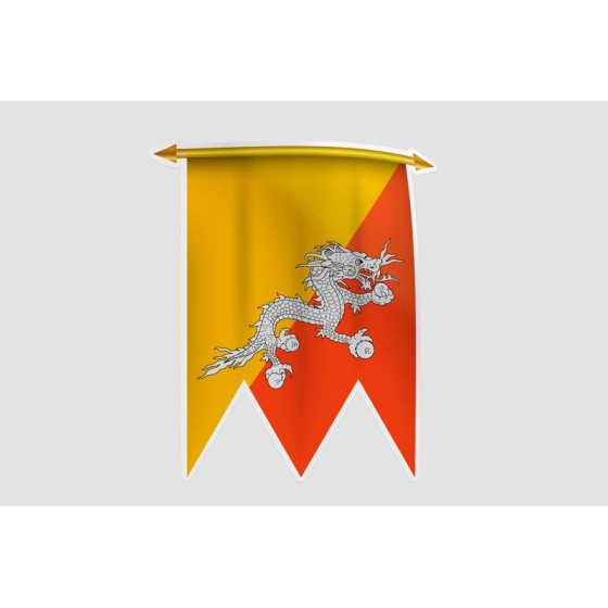 Bhutan Flag Style 3 Sticker
