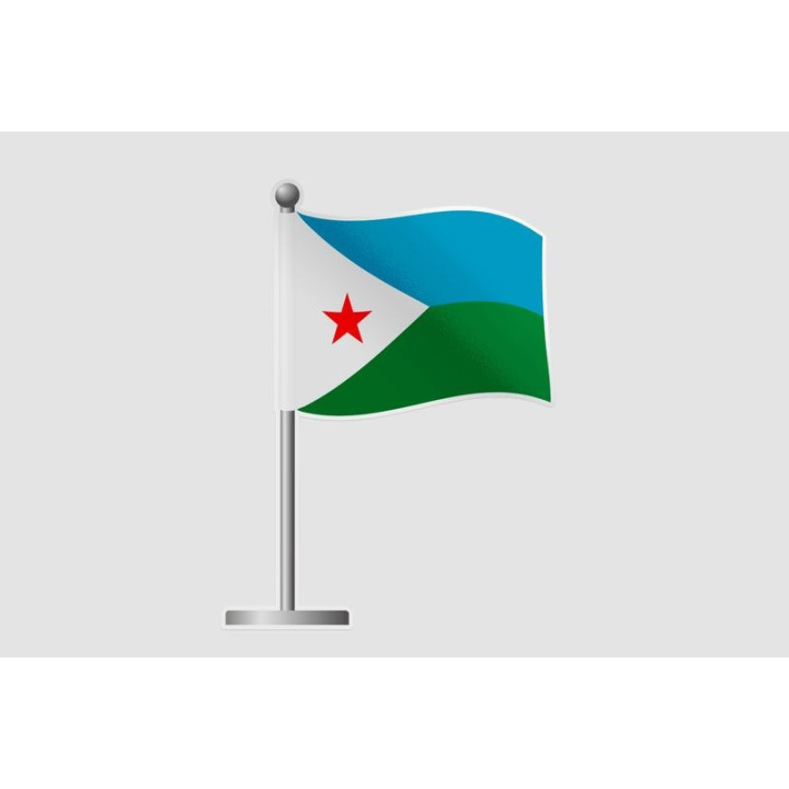 Djibouti Flag Pole Style 2 Sticker - DecalsHouse