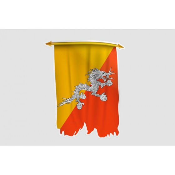 Bhutan Flag Style 8 Sticker