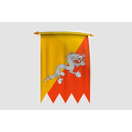 Bhutan Flag Style 9 Sticker