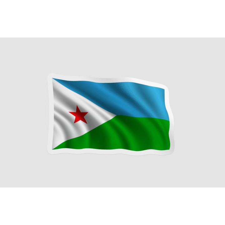 Djibouti Flag Waving Style 3 Sticker - DecalsHouse