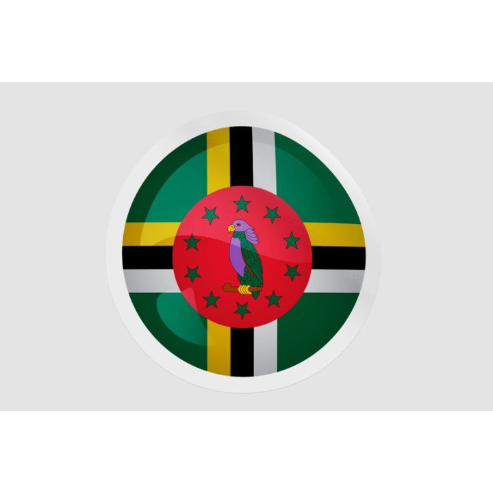 Dominica Flag Badge Style 3 Sticker - DecalsHouse