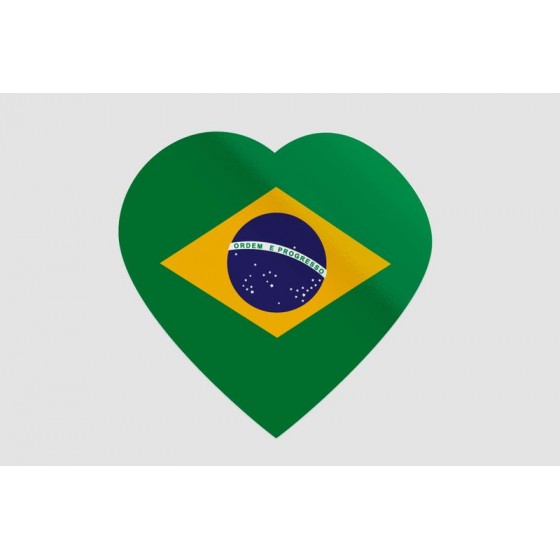 Brazil Flag Heart Sticker
